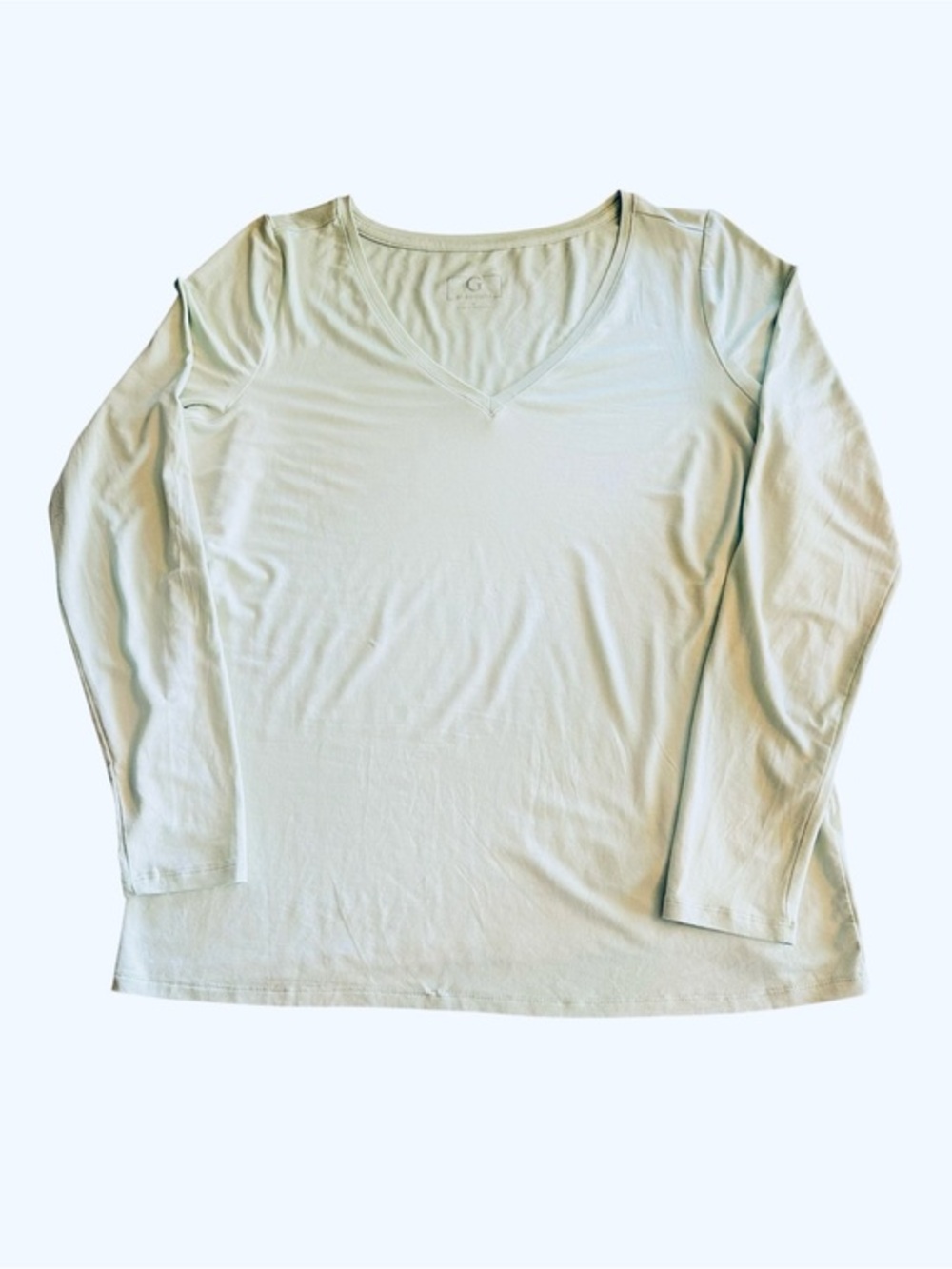 G by Giuliana Long Sleeve V Neck T-Shirt - Womens Size Medium - Light Green